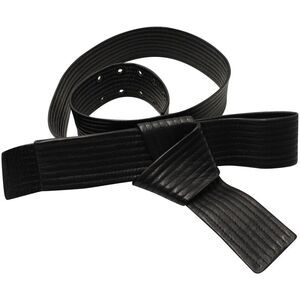 Lanvin Quilted Belt with Bow in Black Leather